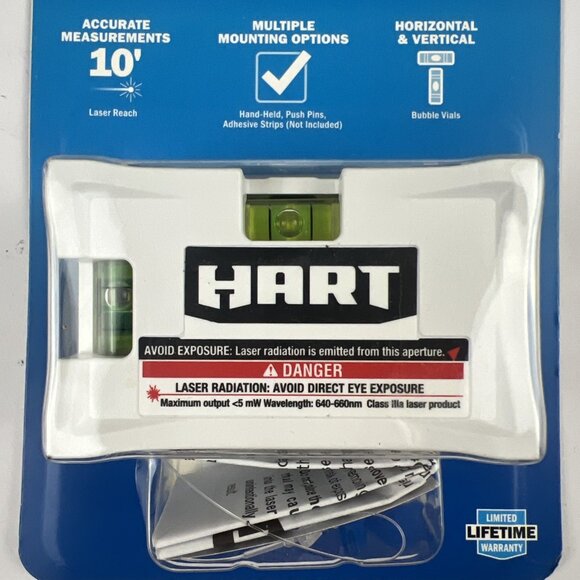 HART 10-Foot Laser Level, Horizontal and Vertical Bubble Vials - Picture 3 of 6